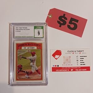 CSG 9 Mint - 2021 Topps Heritage In Action #240 - Andrew MccCutchen Philadelphia